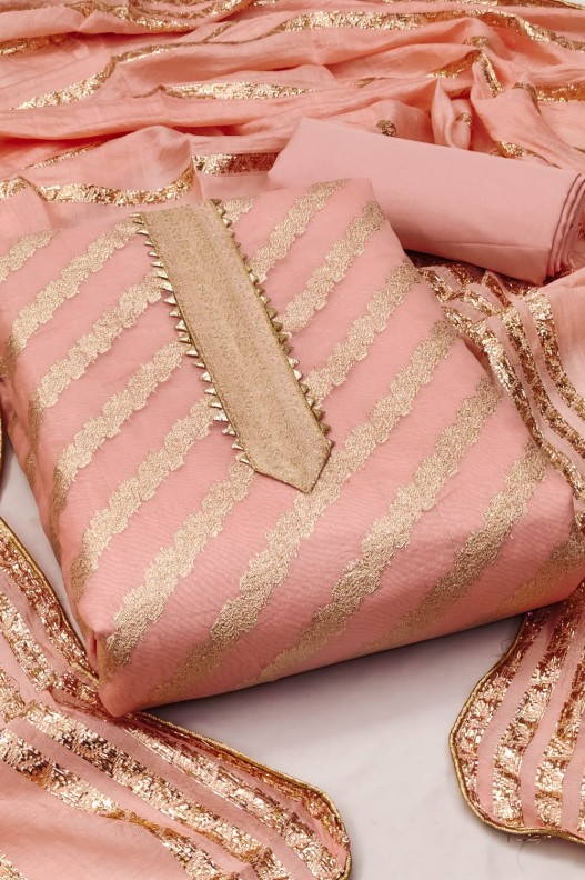 Fancy Chanderi Silk Lining Jacqaurd Salwar Suit For Women